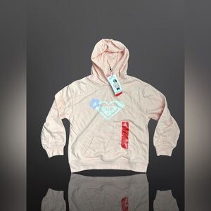 Roxy Pink ( Tropical Peach) Hoodie with Heart Design Size Medium 10/12